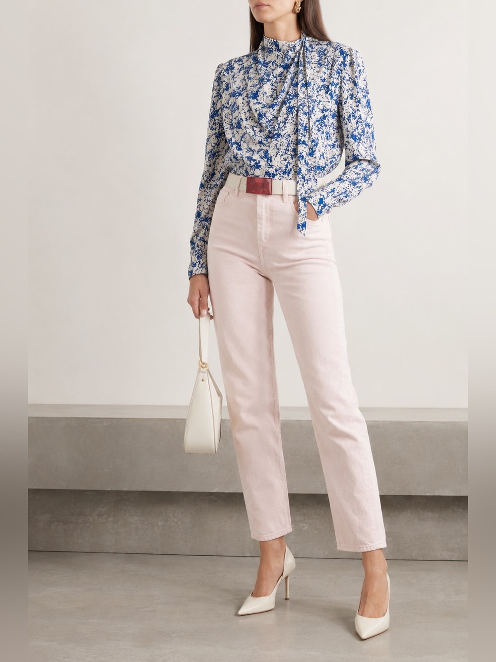 Isabel Marant Afavallia Stretch-Silk Tieneck Blouse Top size 8